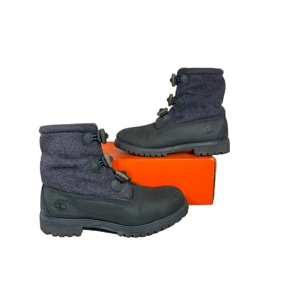 Timberland Navy Suede Wool Boots Round Toe Rubber Sole Toggle Closure Size 11M - Picture 1 of 15